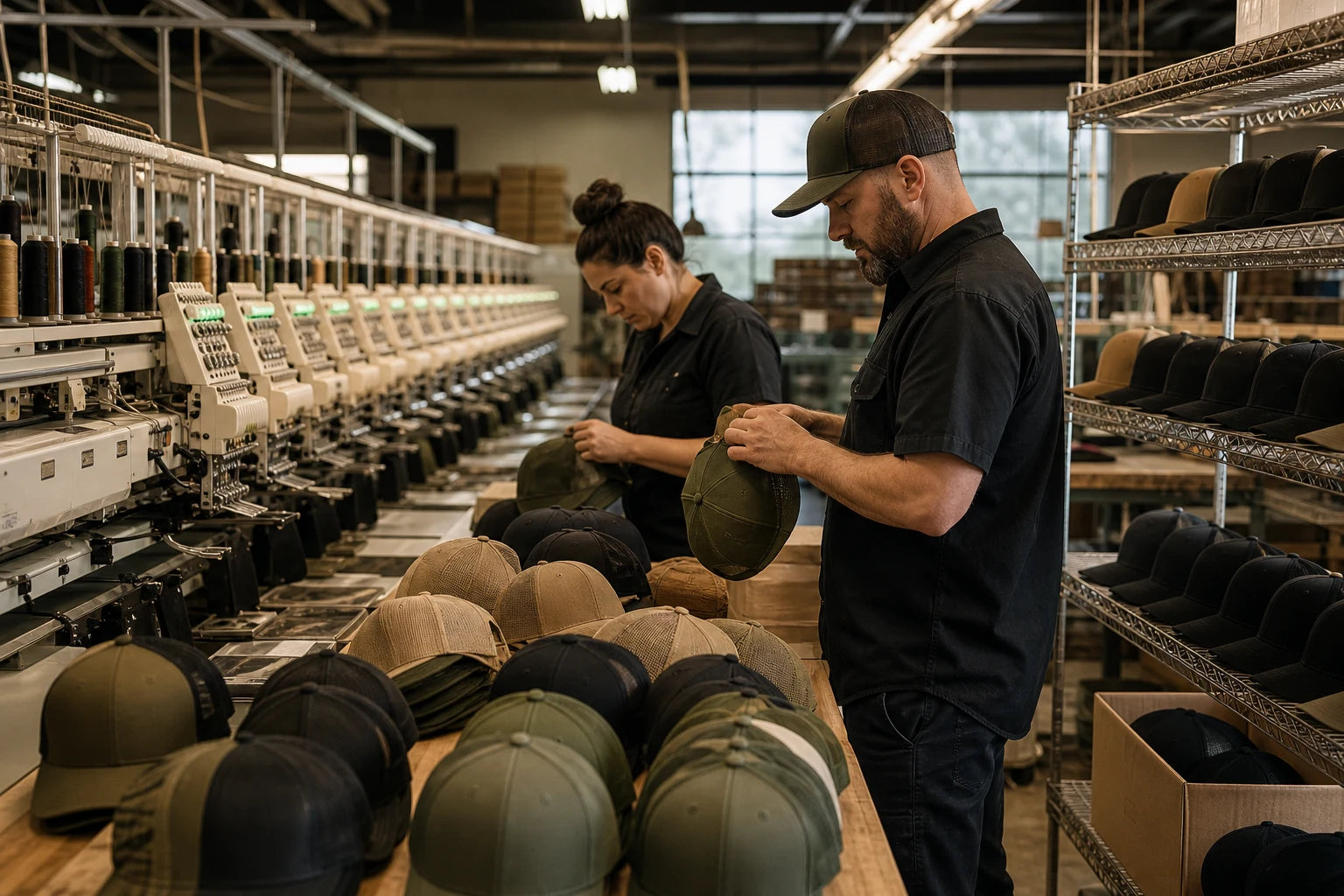 Bulk hat manufacturing facility